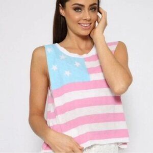 Wildfox American Flag USA Muscle Tee Tank Top